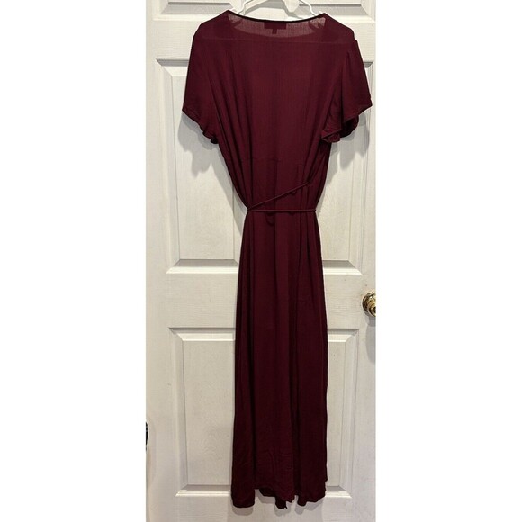LULUS Heart Of Marigold Burgundy Wrap Maxi Dress Short Sleeve Size‎ XL Maroon - Picture 8 of 12